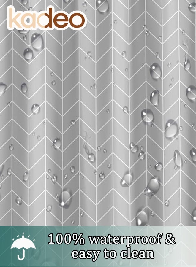 kadeo EVA Shower Curtain,Simple Plaid Pattern, Premium Clear Bathroom Shower Curtain, with Rustproof Metal Grommets and Hanging Ring, for Shower Stall, Bathtubs Thickened Bathroom Curtain 180*180CM - Image 2